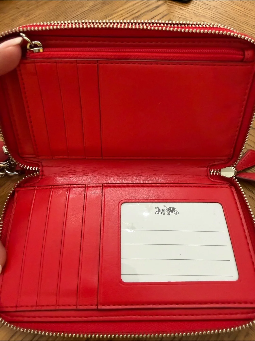 Coach C Double Zip Floral Zip Wristlet Wallet